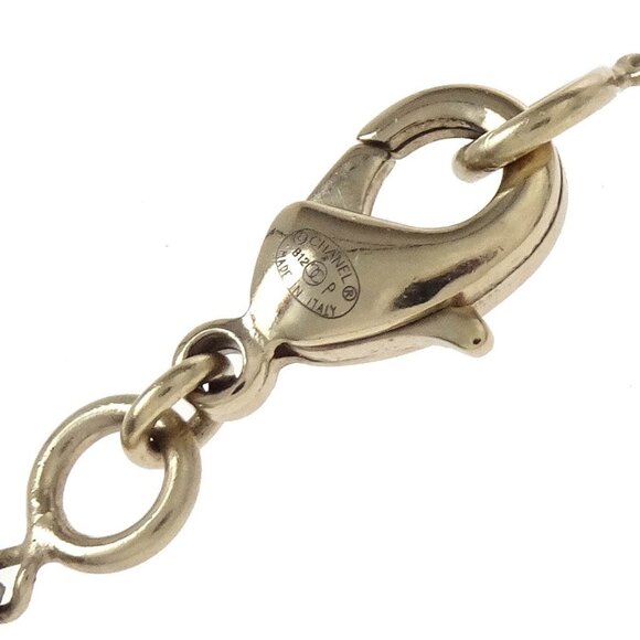 Chanel Gold Chain Pendant Necklace Rhinestone Bow CC - Picture 6 of 6